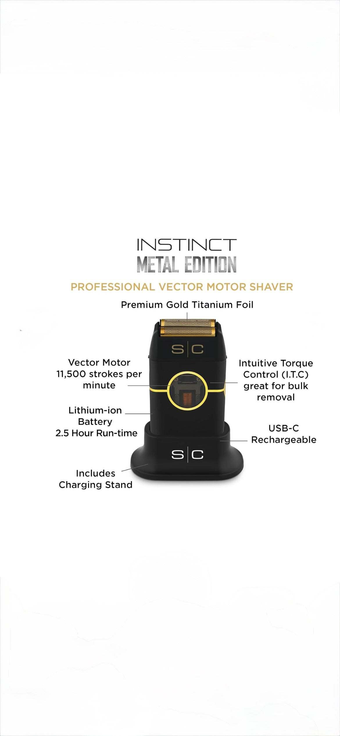 StyleCraft Instinct Metal Double Shaver Black