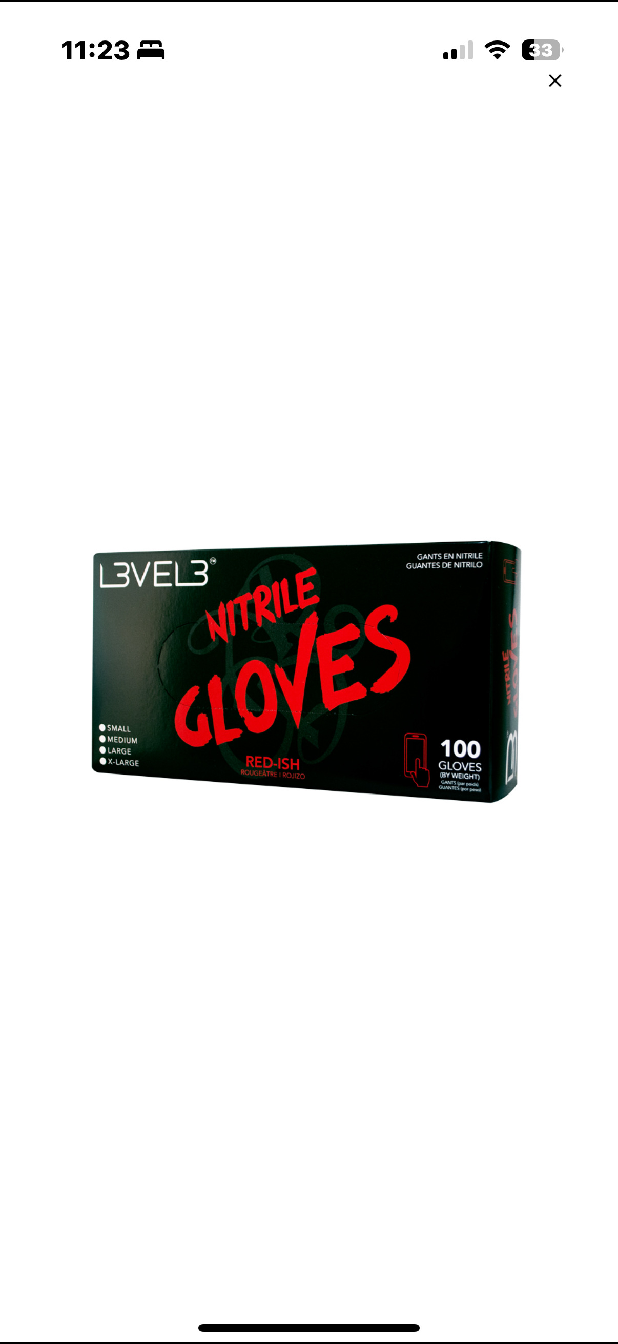 L3VEL3 NITRILE GLOVE 100 CT RED LARGE