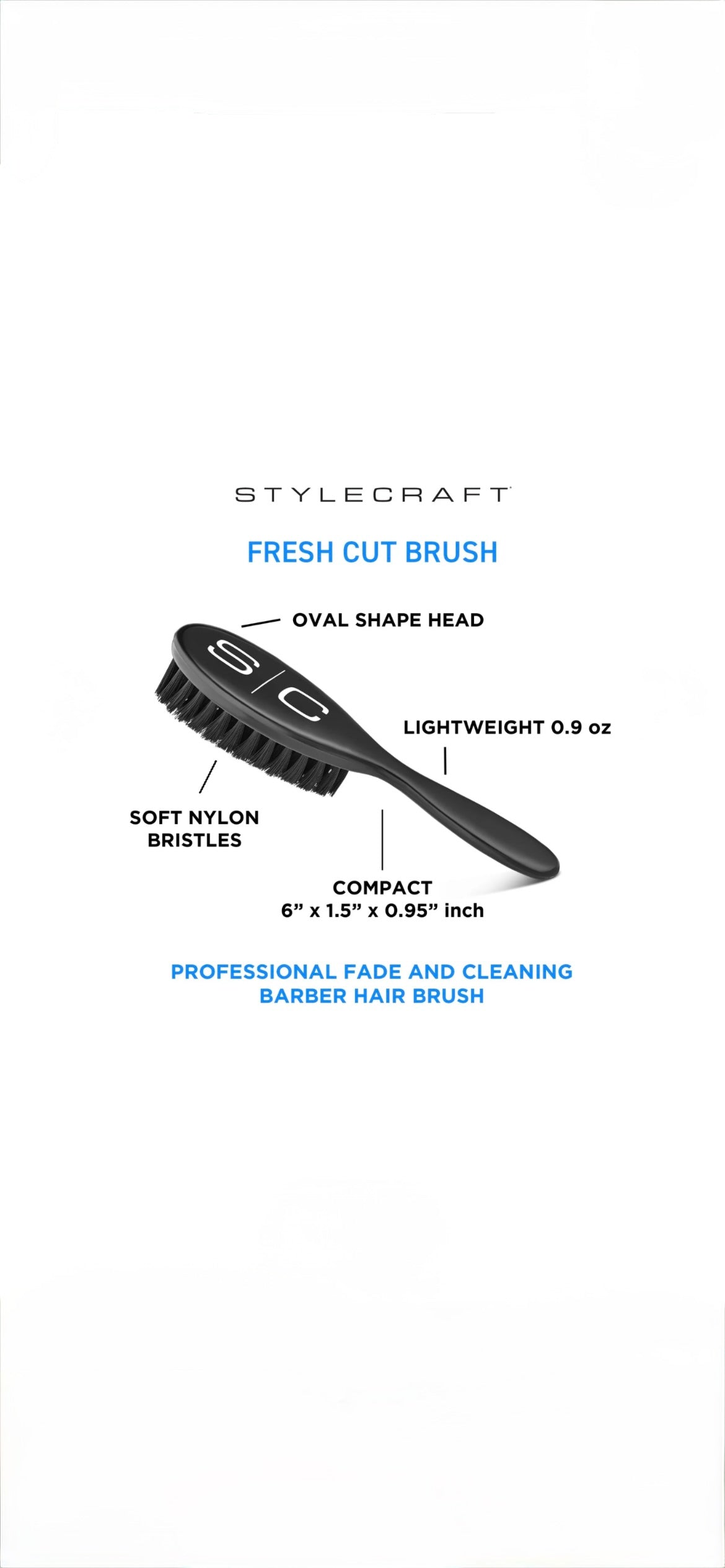 StyleCraft The Fresh Cut Fade & Cleaning Barber Hair Brush